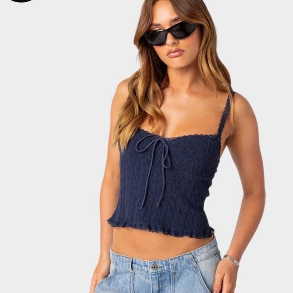 edikted lacey knit tank top